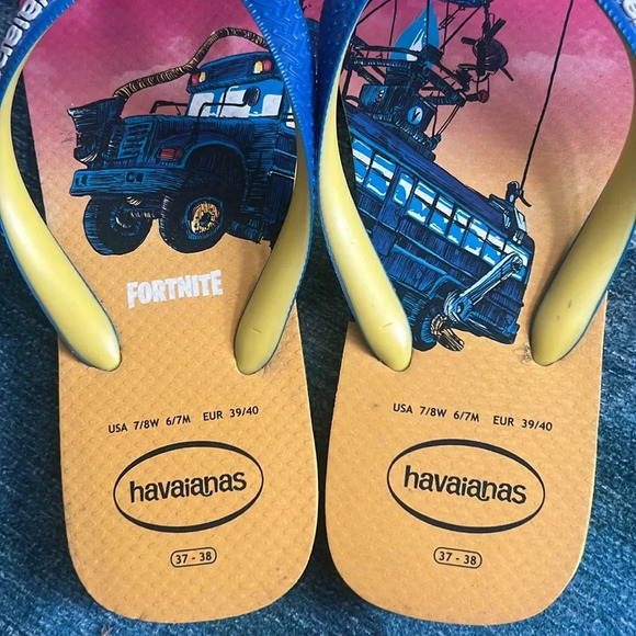 Havaianas 2 pair of Fortnite edition flip-flops.  7-8/6-7m/39-40 NWOT - Picture 4 of 10